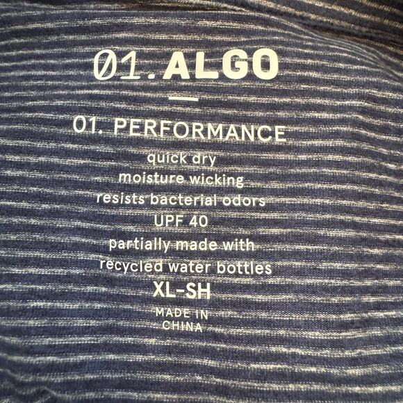 01. Algo Microstripe Performance Polo Shirt Blue White NWT Men’s XL - Picture 8 of 8